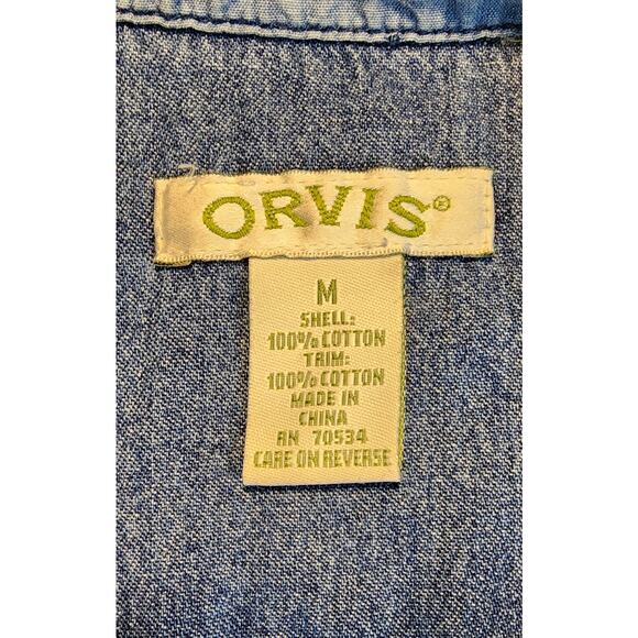 Orvis Denim Shirt Midi Dress Size M Blue Buffalo Nickel Buttons - Picture 3 of 6